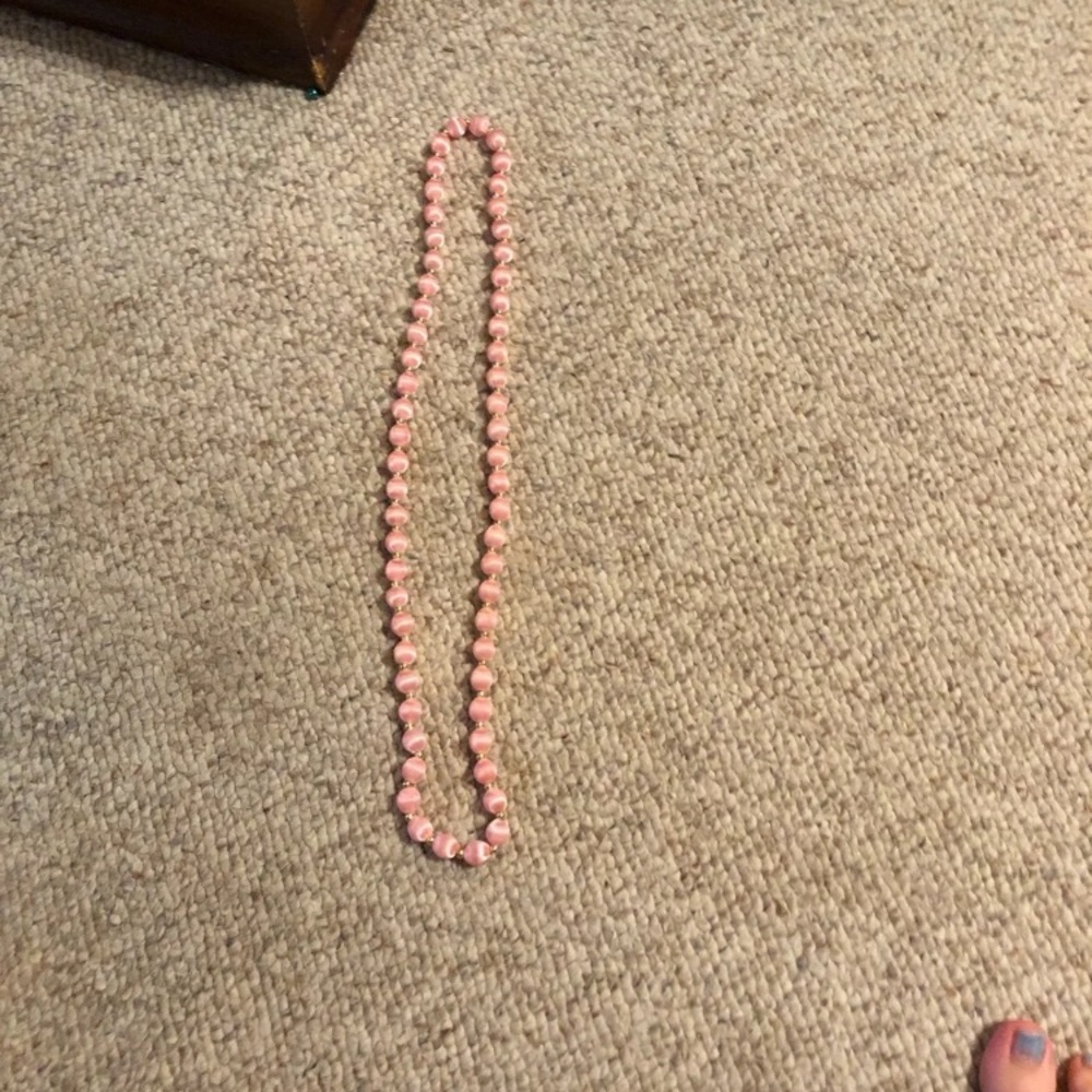 Pink and gold silk bead necklace
